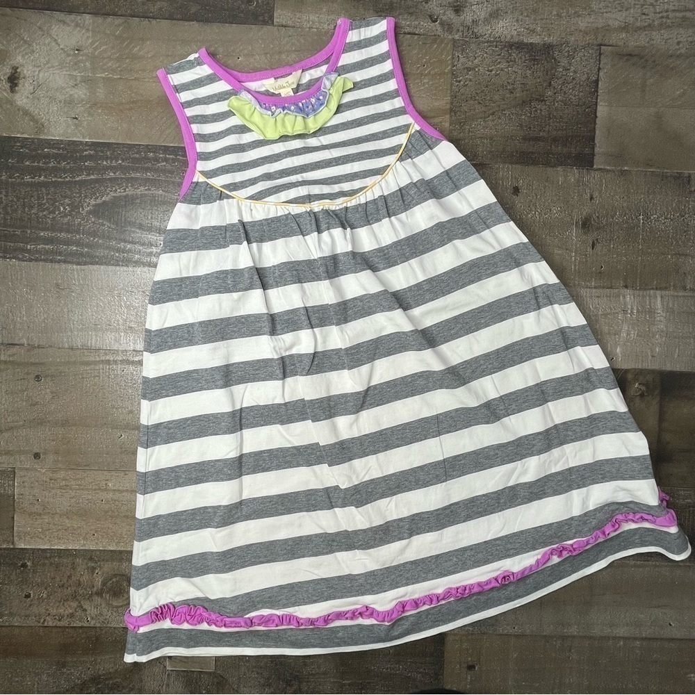 Matilda Jane Striped Adventure Begins Vanilla Swirl Dress size 10